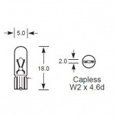 WEDGE T5: Wedge T5 base bulbs with W2 x 4.6d capless base and single filament from £0.01 each